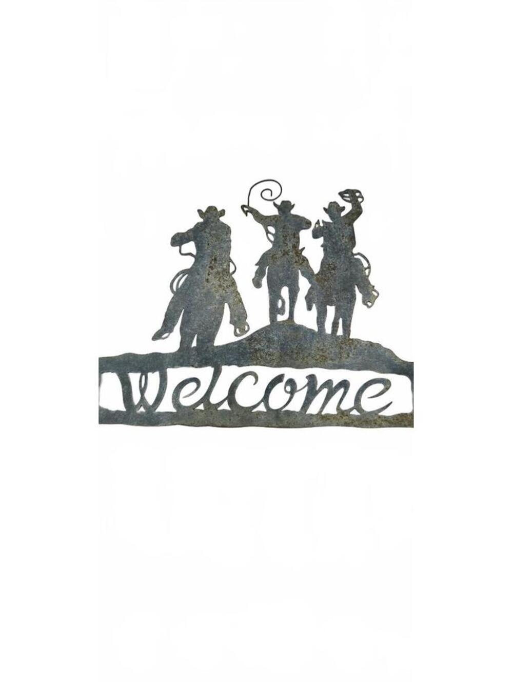Rustic Western Cowboy Welcome Sign Metal Wall Art